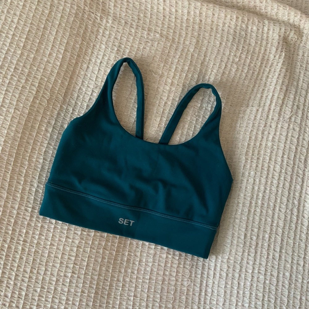 SET ACTIVE Luxform Blue Sports Bra Crop Tank Top Size Small Workout Yoga Shirt - Picture 2 of 6